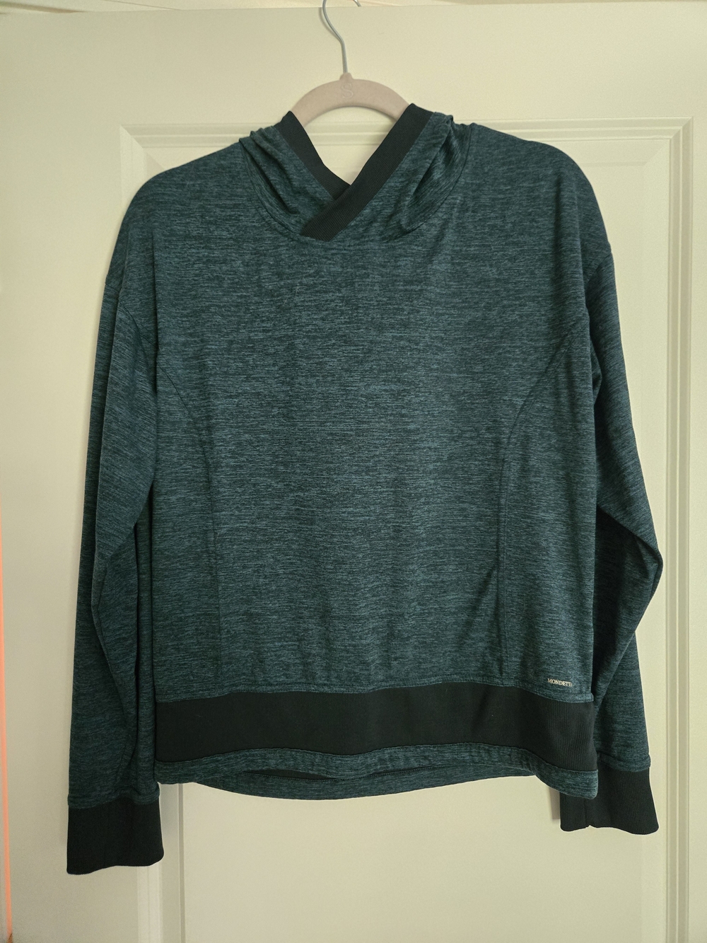 Mondetta Heather Teal Performance Hoodie with Black Trim
